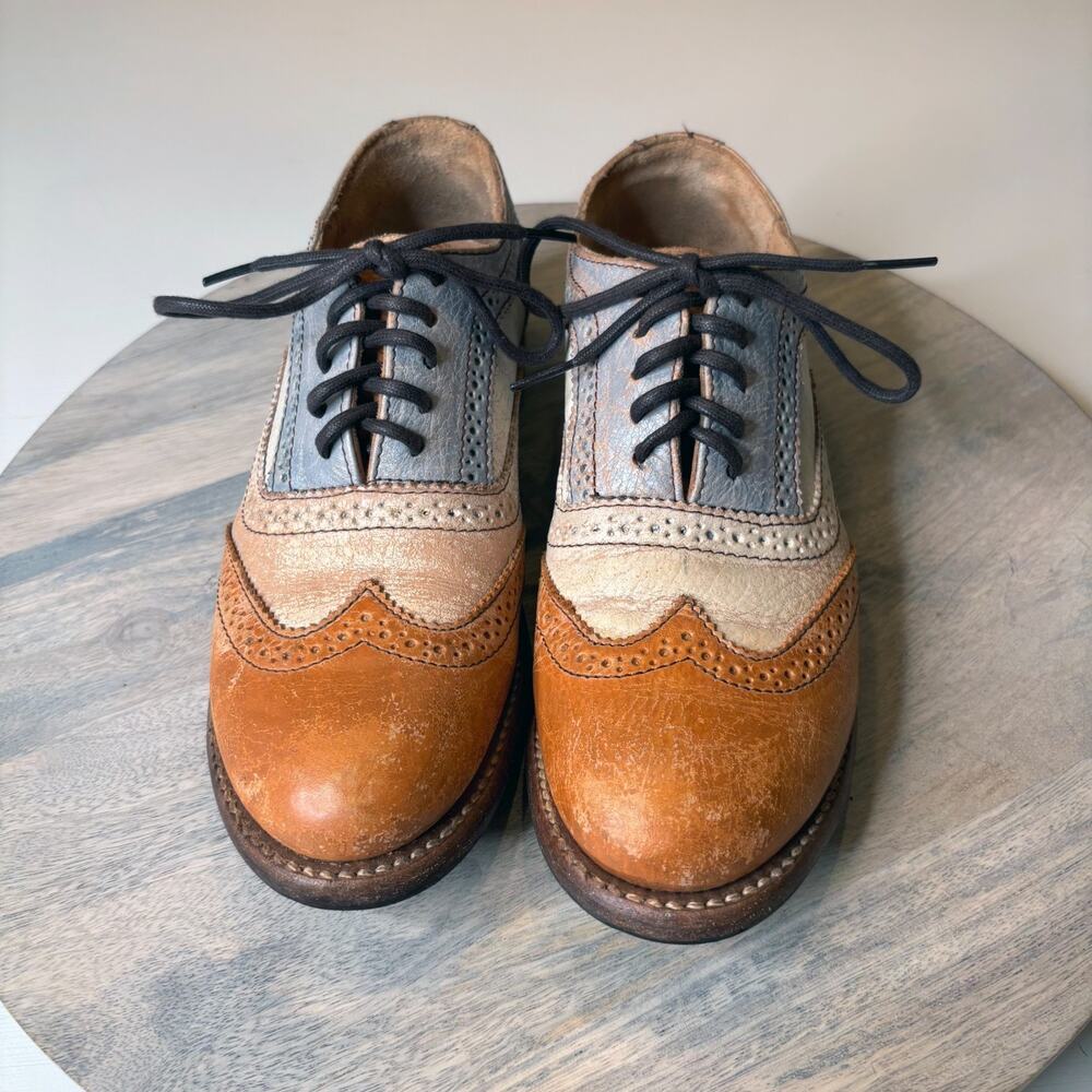 Bed Stu Lita II Oxford Tan Rustic Multi Leather Wingtip Brogues Women’s Size 7 - Picture 4 of 11